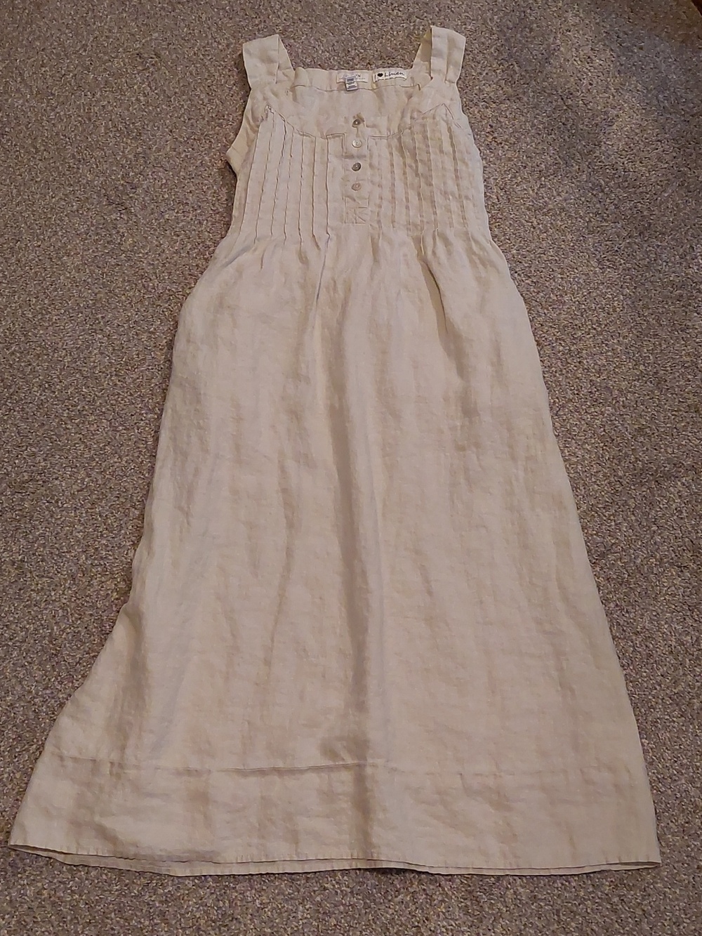Linen Maxi Dress in Light Cream - Casual Sleeveless Summer Dress